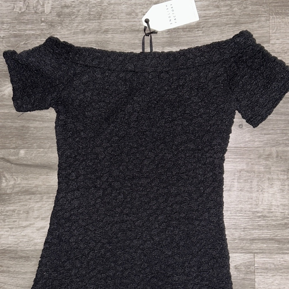 English factory off the shoulder textured midi dress - Picture 5 of 10
